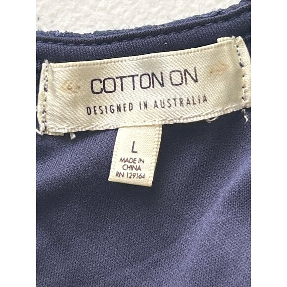 Cotton On Navy Sleeveless Lace Overlay Shift Mini Dress Womens Size L - Picture 4 of 11